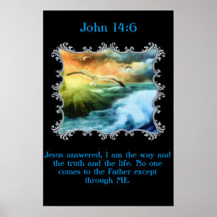 Poster Jean 14:6 Avec des mouettes volant au-dessus de la