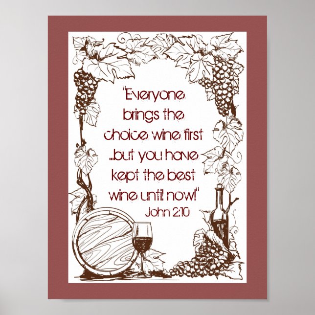 Poster Jean 2:10 Vous avez gardé le meilleur vin jusqu'à  (Devant)