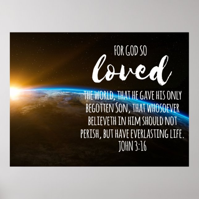 Poster Jean 3:16 Bible Verse Christian (Devant)