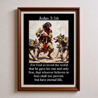 Jean 3:16 Bon Pasteur Protège l'Agneau des Loups