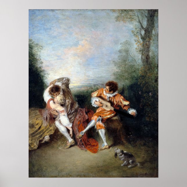 Poster Jean-Antoine Watteau La Surprise (Devant)