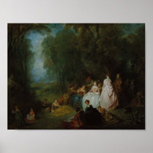 Poster Jean-Antoine Watteau - Réunion pastorale