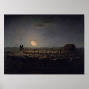 Poster Jean-Francois Millet - Bergerie, Clair de lune 186