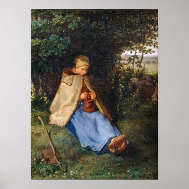 Poster Jean-François Millet - Le Knitter (Devant)