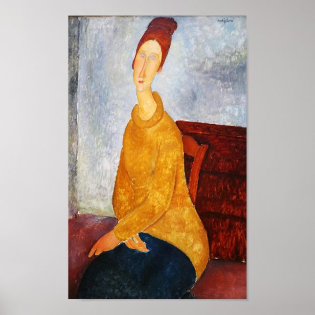 Poster Jeanne Hebuterne en Sweat Jaune, Modigliani (Devant)