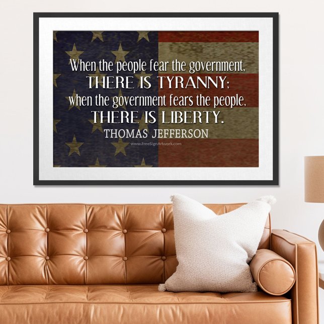 Poster Jefferson Citation sur la liberté et la tyrannie (Patriotic Poster)