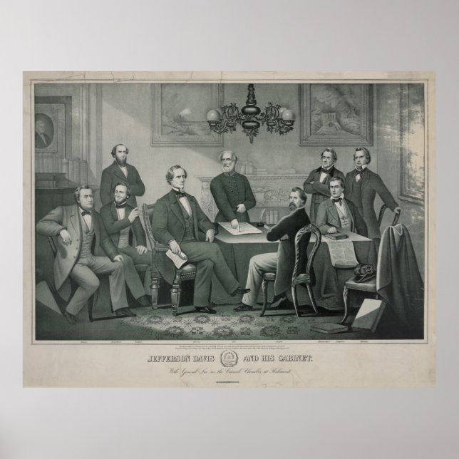 Poster Jefferson Davis et cabinet à Richmond Capitol (Devant)