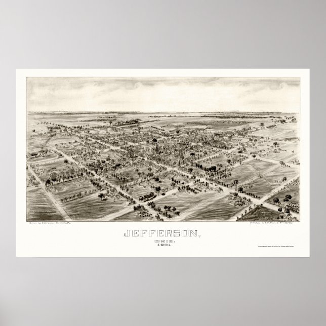 Poster Jefferson, OH Carte panoramique - 1901 (Devant)