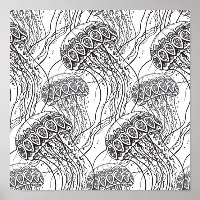 Poster Jelly Fish Doodle 2 (Devant)