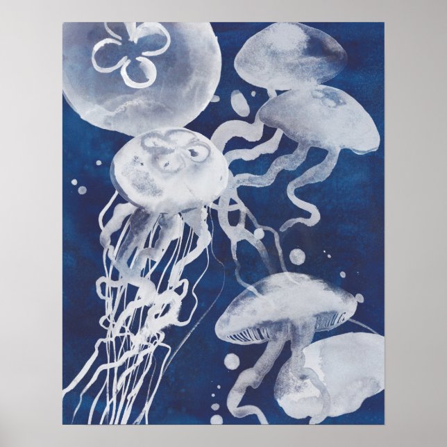Poster Jellyfish sur Arrière - plan de la Marine (Devant)
