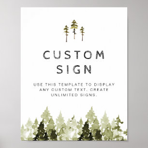 Poster JENNA Rustique Aquarelle Pine Personnalisé Signal 