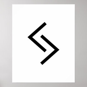 Poster Jera géométrique noire (année) Rune viking
