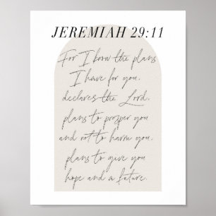 Poster Jeremiah 29:11 Mini Boho Arc Beige Script