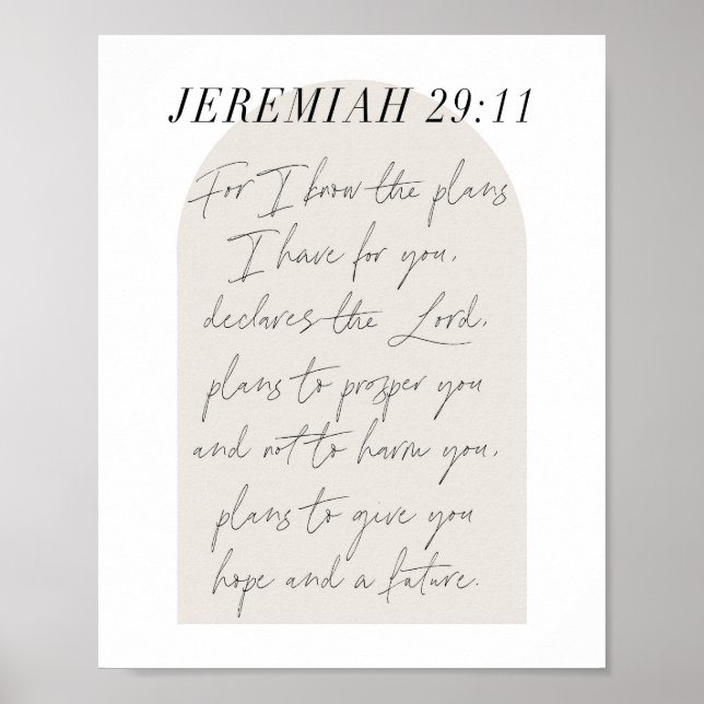 Poster Jeremiah 29:11 Mini Boho Arc Beige Script (Devant)