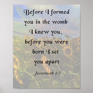 Poster Jérémie 1:5, vers de la Bible inspirante