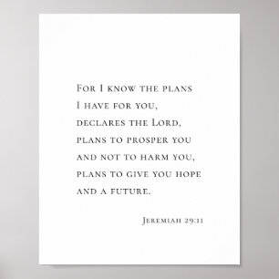 Poster Jérémie 29:11 Car je connais les projets