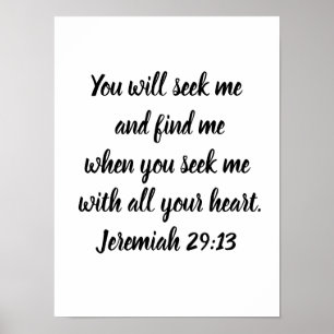 Poster Jérémie 29:13 Verse minimaliste de la Bible