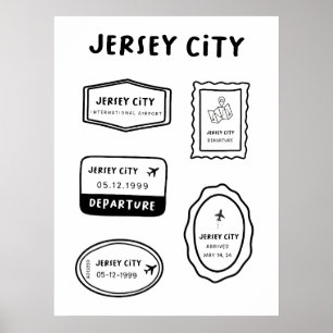 Poster Jersey City - Collection de timbres de voyage Vi