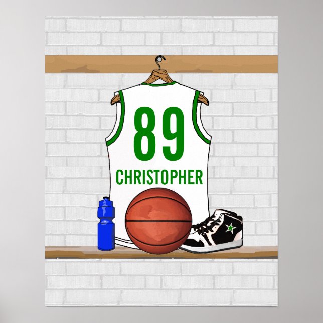 Poster Jersey de basket-ball personnalisé (blanc) (Devant)