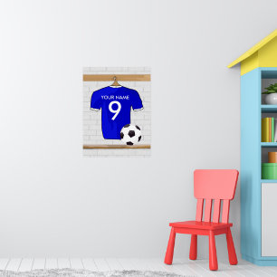 Poster Jersey de football bleu blanc personnalisé