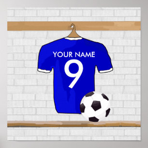 Poster Jersey de football bleu blanc personnalisé