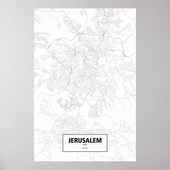 Poster Jérusalem, Israël (noir sur blanc) (Devant)