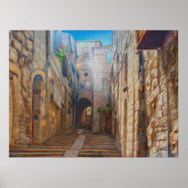 Poster Jérusalem Old Street David city Israel Art
