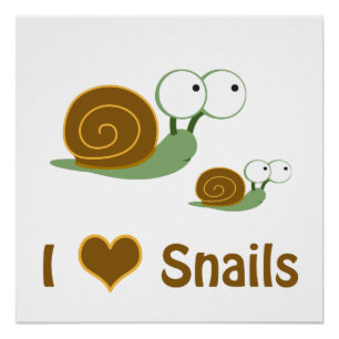 Poster J'escargots du coeur - deux escargots mignons