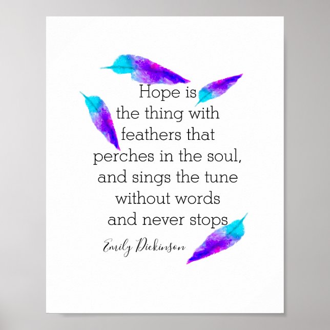 Poster J'espère la citation littéraire Emily Dickinson su (Devant)
