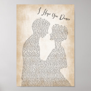 Poster J'Espère Que Vous Dansez Chanson Lyric Man Lady Br