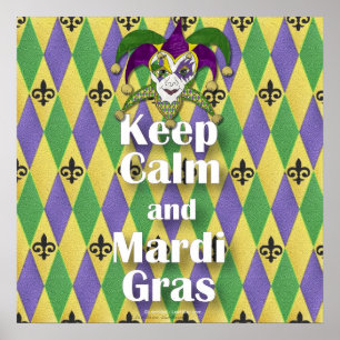 Poster Jester Mask Keep Calm and Mardi Gras