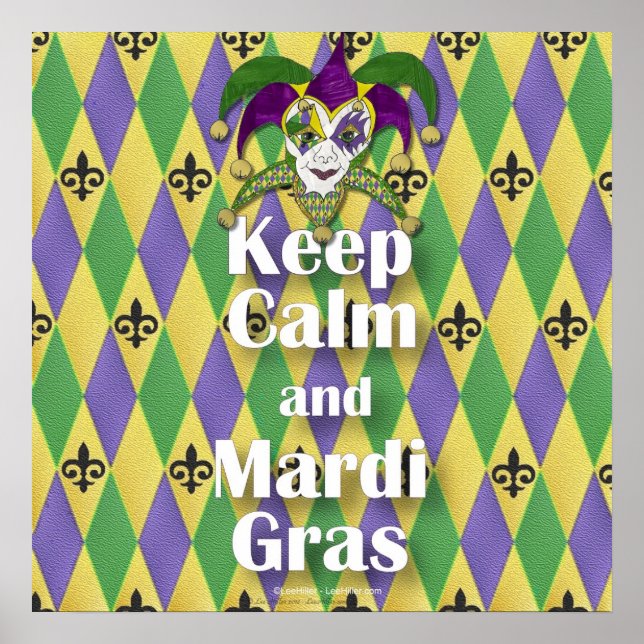 Poster Jester Mask Keep Calm and Mardi Gras (Devant)