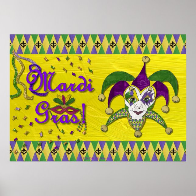 Poster Jester Mask Mardi Gras Arlequin (Devant)