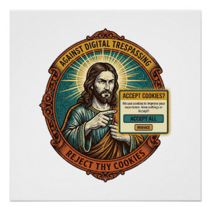 Poster Jésus Agacant Accepter les Cookies Pop Up Internet
