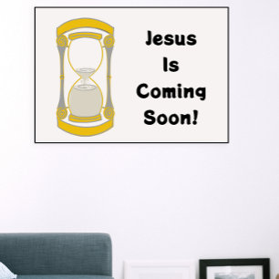Poster Jésus Arrive Bientôt Sablier Doré