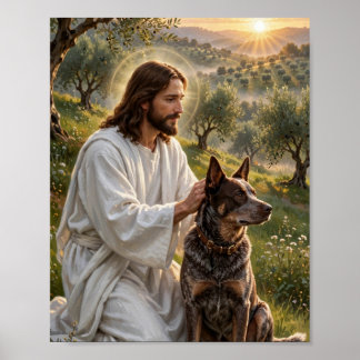 Poster Jésus avec Chocolate Heeler — Art chrétien