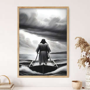 Poster Jésus calme la tempête, Calme-toi, Jésus Art, Bibl