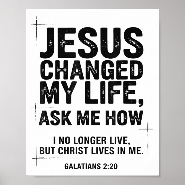 Poster Jesus Changed My Life Ask Me How Christian Bible V (Devant)