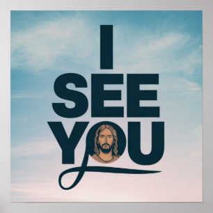 Poster Jésus chrétien vous regarde, Jésus je vous vois