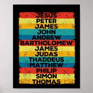 Poster Jésus Christ 12 Apôtres Disciples Noël drôle