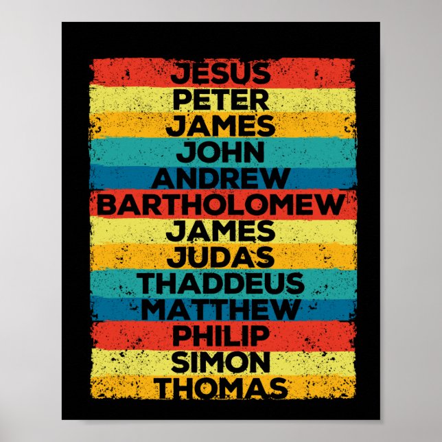 Poster Jésus Christ 12 Apôtres Disciples Noël drôle (Devant)