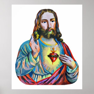 Poster Jésus Christ abstrait art religieux original
