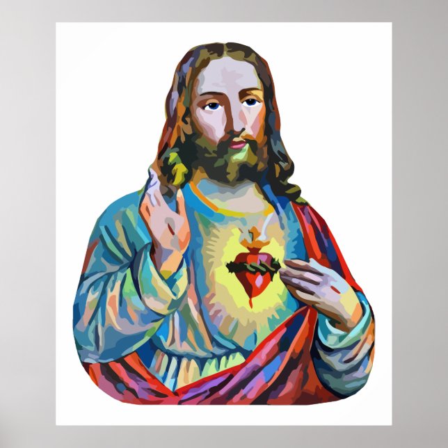 Poster Jésus Christ abstrait art religieux original (Devant)