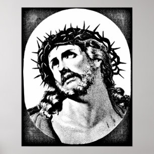 Poster Jésus-Christ avec couronne d'épine Vintage religie