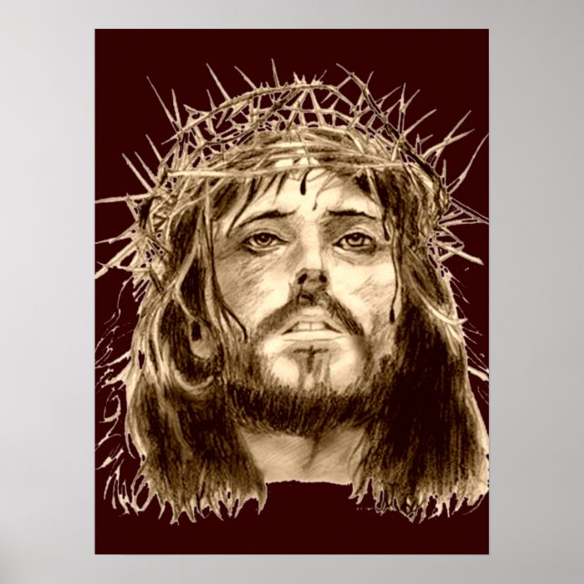 Poster Jésus-Christ avec une couronne d'épines (Devant)
