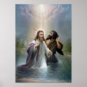 Poster Jésus Christ Baptême par Jean le Baptiste