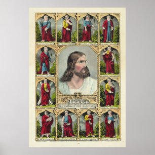Poster Jésus-Christ et les douze apôtres christianisme