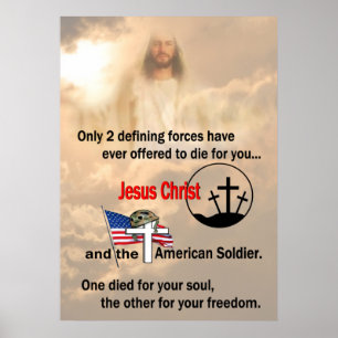 Poster Jésus Christ et soldat américain 24 pouces X 33,6 