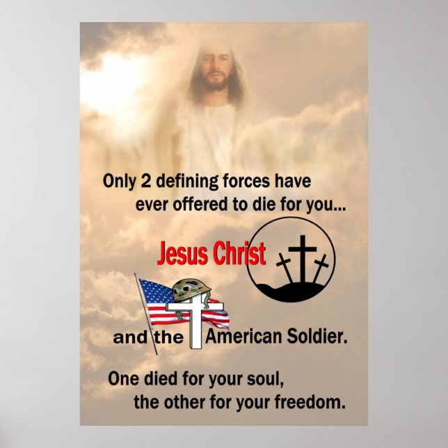Poster Jésus Christ et soldat américain 24 pouces X 33,6  (Devant)