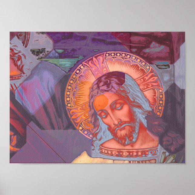 Poster Jésus Christ Halo Couleur Fou Revêtement Doux Blan (Devant)